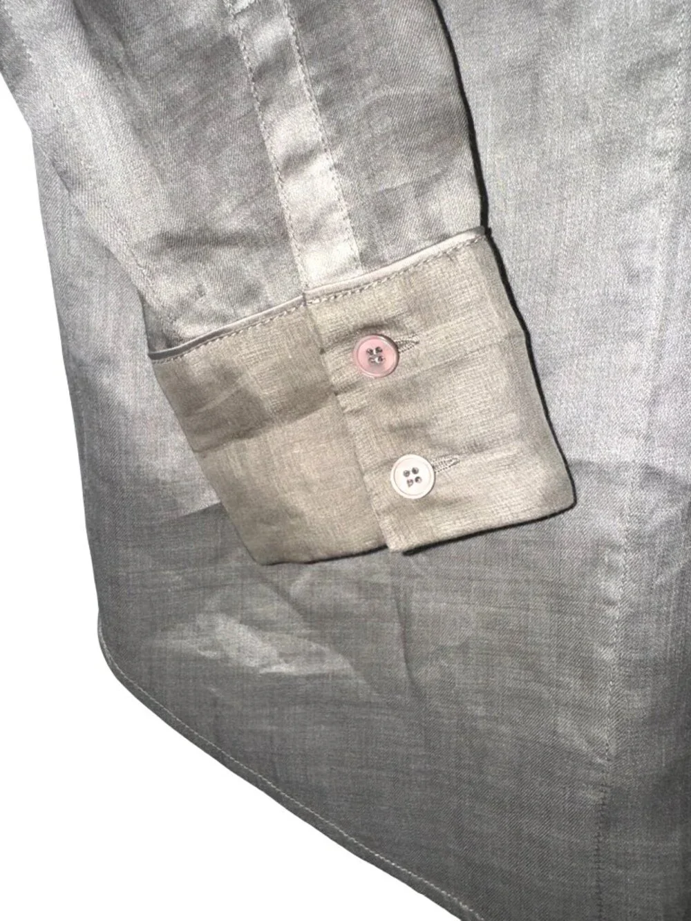 Lafayette 148 New York Womens Long Button-Up Shirt P Taupe Ramie/Tencel - Picture 6 of 8
